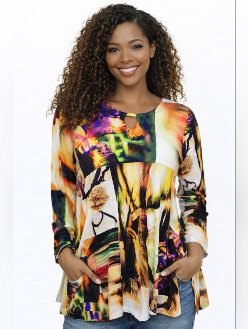 Linea Domani Colorful Blouse, Women's Size L